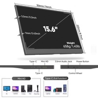 Monitor Portátil para Juegos LED FHD de 15.6 Pulgadas con Altavoces HD HDR, Doble USB-C Plug and Play, Aplicación Móvil, Resolución 1920x1080