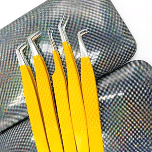 Pince à épiler de volume 45 75 90 degrés Fiber Tip cils en plastique argenté en acier inoxydable pince à épiler de haute qualité - Product Image 3