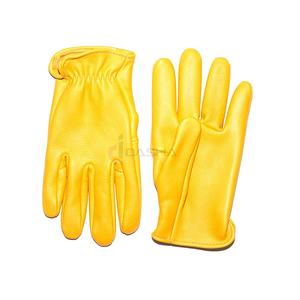 Guantes de trabajo de cuero Seguridad industrial Guantes de mano de cuero de grano de conducción resistente Fabricante - Product Image 3