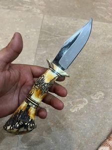 Couteau de chasse en acier damas manche en corne de cerf 2025 Services de gravure personnalisés pour l'écorçage Bushcraft vente chaude - Product Image 4