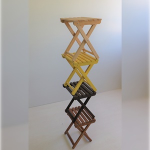 Sgabello da Pescatore Pieghevole WELL HOME in Legno Blu 33x25x36 cm, Comoda Sedia da Pesca - Product Image 3