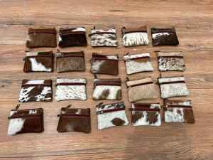 Véritable cheveux faits à la main sur peau fourrure cuir porte-monnaie porte-monnaie ovale porte-carte de crédit étui occidental élégant mignon petit portefeuille ovale - Product Image 2