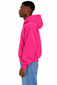 Sudadera con Capucha para Hombre, Talla Grande, Color Fucsia, con Cierre, Informal, de Felpa, Color Sólido, Corte Regular, para Otoño, 100% Algodón - Product Image 3