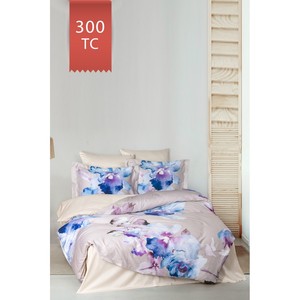Parure de lit Varol Royal Satin 300TC, housse de couette double imprimée florale, taille King pour la famille, 4 pièces, tissu satiné tissé - Product Image 2