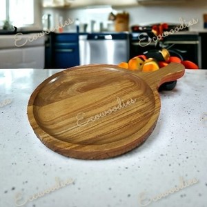 เขียงไม้สำหรับทำพิซซ่าแบบคลาสสิกถาดไม้สำหรับทำพิซซ่าพร้อมที่จับสำหรับหั่นขนมปังด้วยมือ - Product Image 3