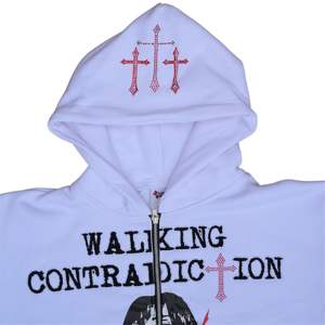 Sudadera con capucha ecológica para hombre con cremallera completa, sudaderas con capucha de lana de algodón con logotipo personalizado para hombre, ropa de calle sostenible, sudaderas blancas - Product Image 3