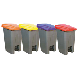 PCK 1470 Contenedor de Basura Profesional Delgado con Pedal, Tapas Codificadas por Color, HDPE Duradero, Control de Olores, Ruedas Móviles, Contenedor de Clasificación de Residuos - Product Image 1