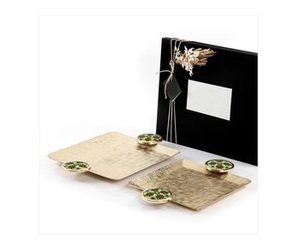 Ensemble de 2 plateaux de service en aluminium plaqué or pour le chocolat, vaisselle de haute qualité, ustensiles de cuisine pour la maison, plateau de service pour la restauration rapide - Product Image 4