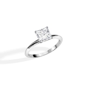Bague solitaire minimaliste en diamant de laboratoire taille princesse, certifiée IGI, plaquée rhodium en or blanc/jaune/rose 14 carats pour femme - Product Image 4
