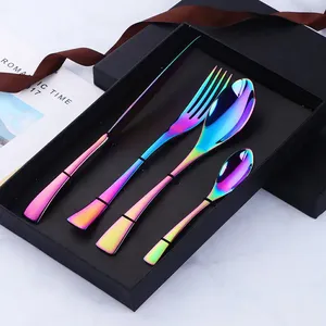 Ensemble de couverts en métal en acier inoxydable, ustensiles de cuisine, cuillère, couteau et fourchettes à dessert de 4 couverts - Product Image 2