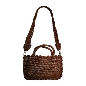 Bolso Bandolera de Ratán Tejido Vintage Marrón para Mujer, Marca ANA Madagascar, Capacidad de 1-1.9L, Portátil, para Viajes y Uso Diario - Product Image 1