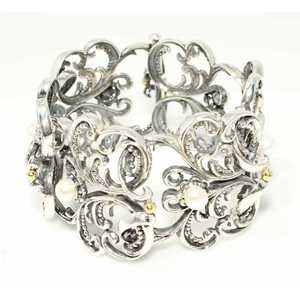925 Sterling <b>Silver</b> Constantinople Design Antique <b>Bracelet</b> with Lustrous Pearl Stones - Product Image 5