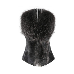 Recién llegado, chaleco de cuero para mujer en mapache de felpa Real y piel de conejo suave, lujoso y acogedor precio de fábrica, perfecto para la moda de invierno - Product Image 3