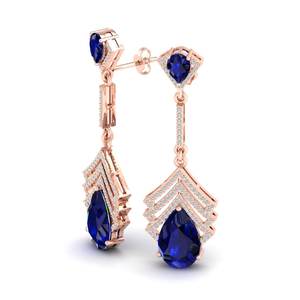 REYES Sparking 925 Sterling Silver Moissanite Wedding Gift <b>Fine</b> Jewelry Women Blue Sapphire Gemstone Long <b>Dangle</b> Drop <b>Earrings</b> - Product Image 3