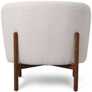 Sillón moderno Brina hecho de marco de madera de teca maciza y forro de piel con un acabado blanco marfil y marrón para uso en interiores. - Product Image 5