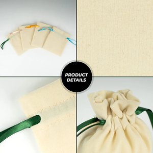 Velvet Rose <b>Drawstring</b> <b>Pouch</b> Green Ribbon 4 5 (10 13 Cm) Screen Printed Recyclable Embroidered for Gemstones Necklaces - Product Image 4