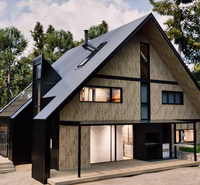 Maison préfabriquée élégante à 3 étages, cabane moderne en forme de A - la maison triangulaire à ossature complète, villa en acier léger