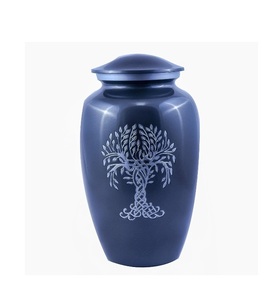 Tree of Life Engraved Cremation <b>Urn</b> for Human Ashes Adult - Handcrafted Funeral <b>Urn</b> for Ashes - <b>Large</b> Matte Grey - Product Image 5
