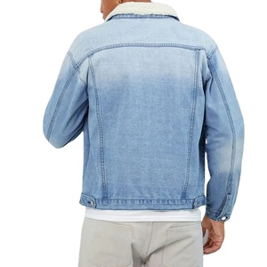 Vente en gros de vestes en jean bleu avec logo personnalisé Veste en jean en coton pour hommes - Product Image 5