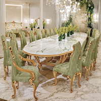 Juego de Mesa y Sillas de Comedor Riva Italiana de Lujo Francés, de Madera Maciza, para 20 Personas, con Cojines Suaves, para Uso en Villas y Hoteles