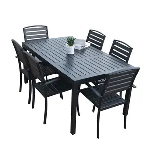 Açık masa ve sandalye kombinasyonu balkon su geçirmez basit bahçe açık plastik ahşap avlu eğlence masa ve sandalye