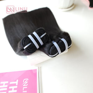 Genius Weft Raw <b>Hair</b> Vietnamese Double Drawn Human <b>Hair</b> Extensions Silky Bone Straight Natural Black <b>Color</b> - Product Image 1