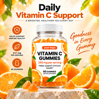Gommes à la vitamine C 250 mg, 60 unités, soutien immunitaire, saveur orange, supplément alimentaire à croquer pour adultes, en vrac, marque privée, OEM, ODM
