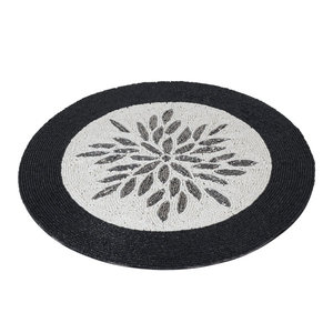 Handmade Gold Beaded Floral Knitted Eco-Friendly Polyester/Cotton Customizable Decorative <b>Table</b> Placemat for Home Hotel Dining - Product Image 1