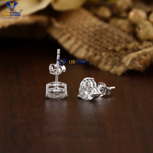 1.40 TDW Heart Brilliant Cut Diamond <b>Stud</b> 18k White Gold Hpht/Cvd Diamond Jewelry - Product Image 4