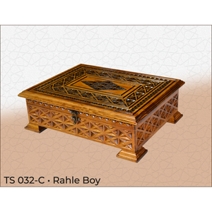 TS032 Boîte à Coran en bois de taille pupitre, sculptée, décorative, de rangement, avec couleurs Noyer-Châtaigne, 28cm - Product Image 5