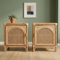 Table de chevet moderne en rotin avec rangement, meuble de chambre à coucher, design en rotin naturel, décoration bohème pour la maison