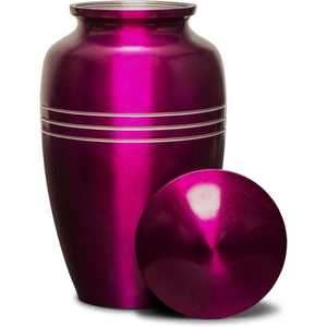 Purple Metallic Cremation Urn with Smooth Finish and <b>Matching</b> Lid for Adult Memorial Ashes - Product Image 1