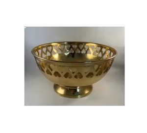 Bol à chocolat en acier inoxydable plaqué or, durable, de forme ronde, bol à bonbons de luxe, classique, élégant, pour mariage, 25 cm, ELEGANT, vente en gros - Product Image 4