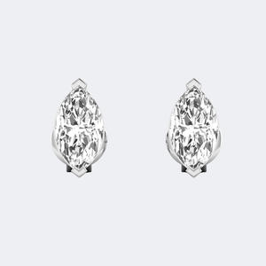 Boucles d'oreilles classiques en or massif avec diamants taille marquise 1,00 carat, serties en V, solitaires, bijoux minimalistes, cadeau pour femme - Product Image 2