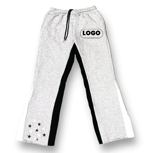 Hot Selling Custom <b>Men's</b> Flared Jogger Track Pants Casual <b>Baggy</b> Sweat <b>Trouser</b> Elastic Waistband Stacked Sweatpants for <b>Men's</b> - Product Image 1