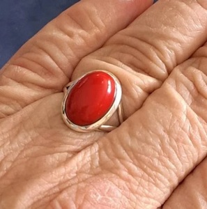 Bague minimaliste en argent massif 925 faite à la main bague en argent corail rouge fête des mères ou cadeau de mariage pour les femmes - Product Image 5