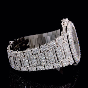 41 MM Luxe Glacé Moissanite Diamant Montre Ronde Coupe avec Bande En Acier Inoxydable Montre-Bracelet Bijoux Montre Pour Hommes - Product Image 5