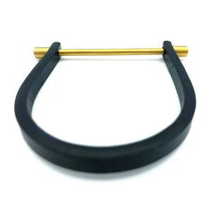 Homvare Unisex U-Shaped Steel Bar and <b>Leather</b> Cuff <b>Bracelet</b> Black/Gold Fashionable Accessory - Product Image 5