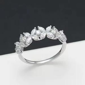 Anillo de compromiso de plata de Estilo Vintage 925 corte Marquesa Diamante de moissanita original banda vermeil de eternidad completa - Product Image 5