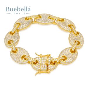 Hot Sale 15mm 18K <b>Gold</b> and 925 Silver Plated Iced Bean Bracelet for Men Bracelets and <b>Bangles</b> - Product Image 2