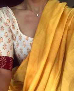 ชุดส่าหรีผ้าฝ้ายพิมพ์ลายจุดจีน - Product Image 3