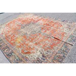 พรมตุรกี ขนาดใหญ่พิเศษ 8.9x12.3 ฟุต พรมวินเทจ พรมขนสัตว์สีแดงลายนามธรรม - Product Image 4