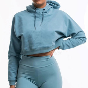 2025 <b>Winter</b> Breathable Women's Hooded Crop <b>Top</b> Hoodies Front Logo Casual Workout Wholesale - Product Image 3
