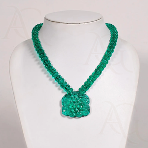 Cuentas de collar de Esmeralda cultivadas en laboratorio, hilo de piedras preciosas de corte Nano verde pulido liso facetado para fabricación de joyas personalizable - Product Image 2