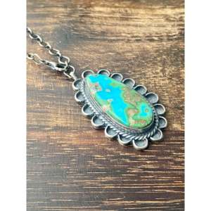 Collier de luxe Sheila Becenti avec pendentif en forme de goutte d'eau, turquoise, sertissage clos en argent sterling, pour usage quotidien féminin - Product Image 3