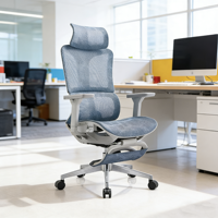 Chaise de bureau ergonomique de qualité supérieure, confortable, avec soutien lombaire élastique, inclinable, pivotante, respirante, en maille
