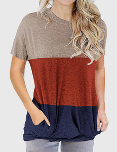 T-shirt décontracté en jersey de coton pour femme, grande taille, col en V, manches courtes, coupe classique, avec logo et boutons, doux, respirant, confortable et simple pour l'été - Product Image 4