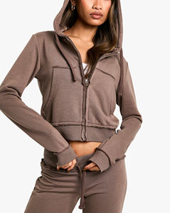 Ensemble Jogging à Capuche Zippé Effet Vieilli pour Femme - Survêtement Personnalisé Deux Pièces pour l'Entraînement et les Tenues Décontractées – Ensemble de Jogging Premium - Product Image 1