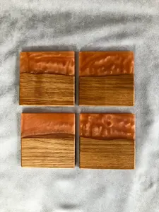 Classic Handcrafted <b>Marble</b> <b>Coaster</b> Set Walnut Wood Drink Cup Holders for Kitchen Table Wedding Gift - Product Image 4