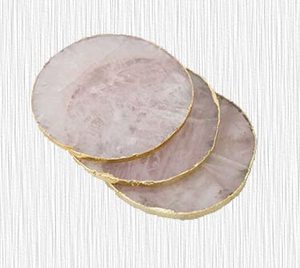 Ensemble de sous-verres en agate rose artisanale-Tapis de boisson en pierre semi-précieuse naturelle pour table à manger et bar - Product Image 2